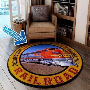 personalize santa fe railway round mat