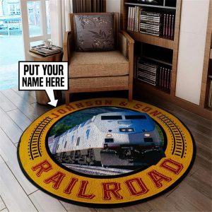Personalized Amtrak railway railroad round mat