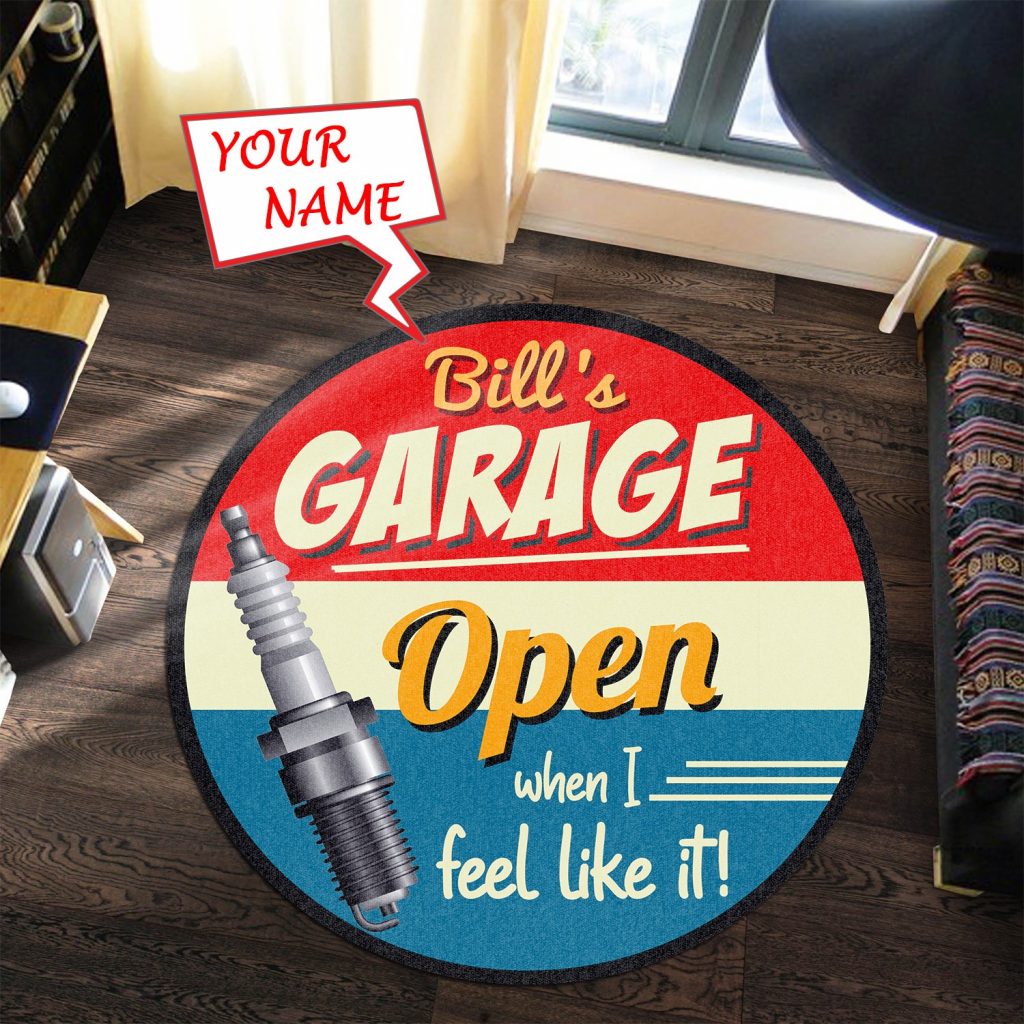 Personalized Mechanic Garage round mat 05274 Rustypod Store