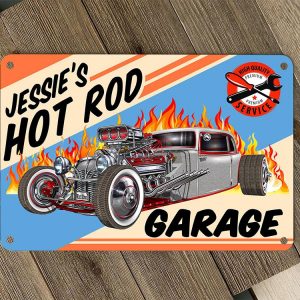 personalized mr horser power hot rod garage door mat 11023 - Rustypod Store
