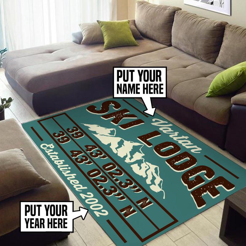 personalized ski lodge farmhouse rug 05512 - Rustypod Store