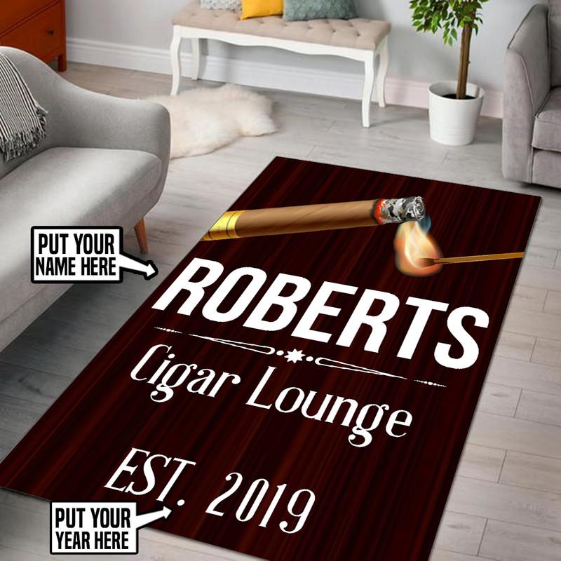 Personalized Cigar Lounge Rug 05990 Rustypod Store   05990 2 