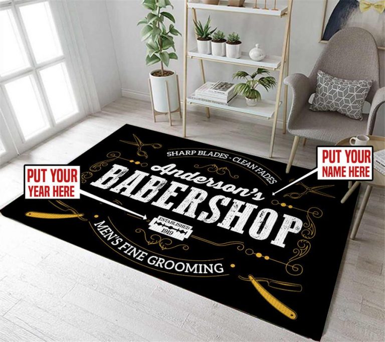 personalized barber shop rug 06402 - Rustypod Store