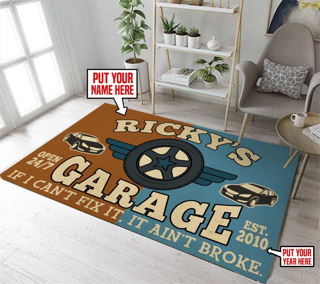 personalized garage rug 06427 Rustypod Store