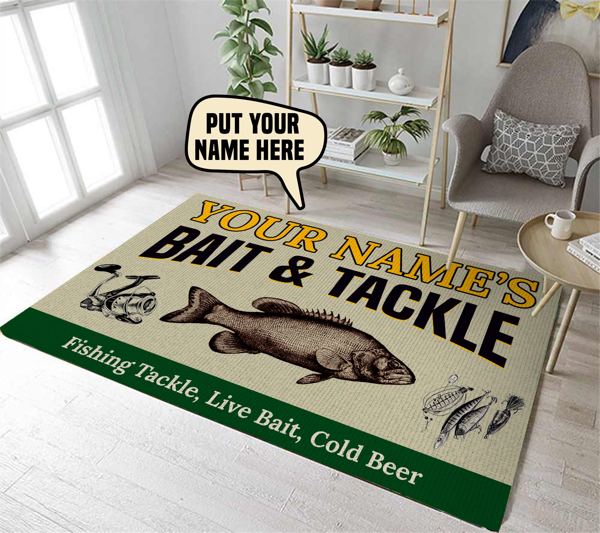 personalized fishing bail and tackle rug 06580 - Rustypod Store