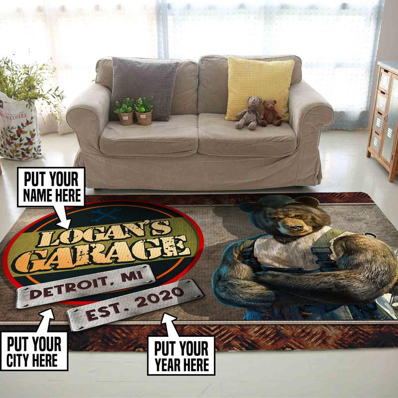 personalized garage rug 06743 Rustypod Store