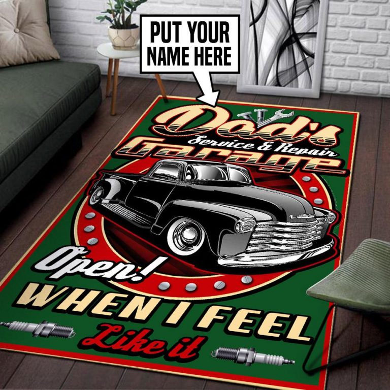 personalized garage rug 06824 Rustypod Store