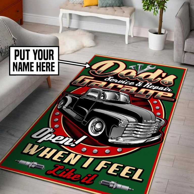 personalized garage rug 06824 Rustypod Store