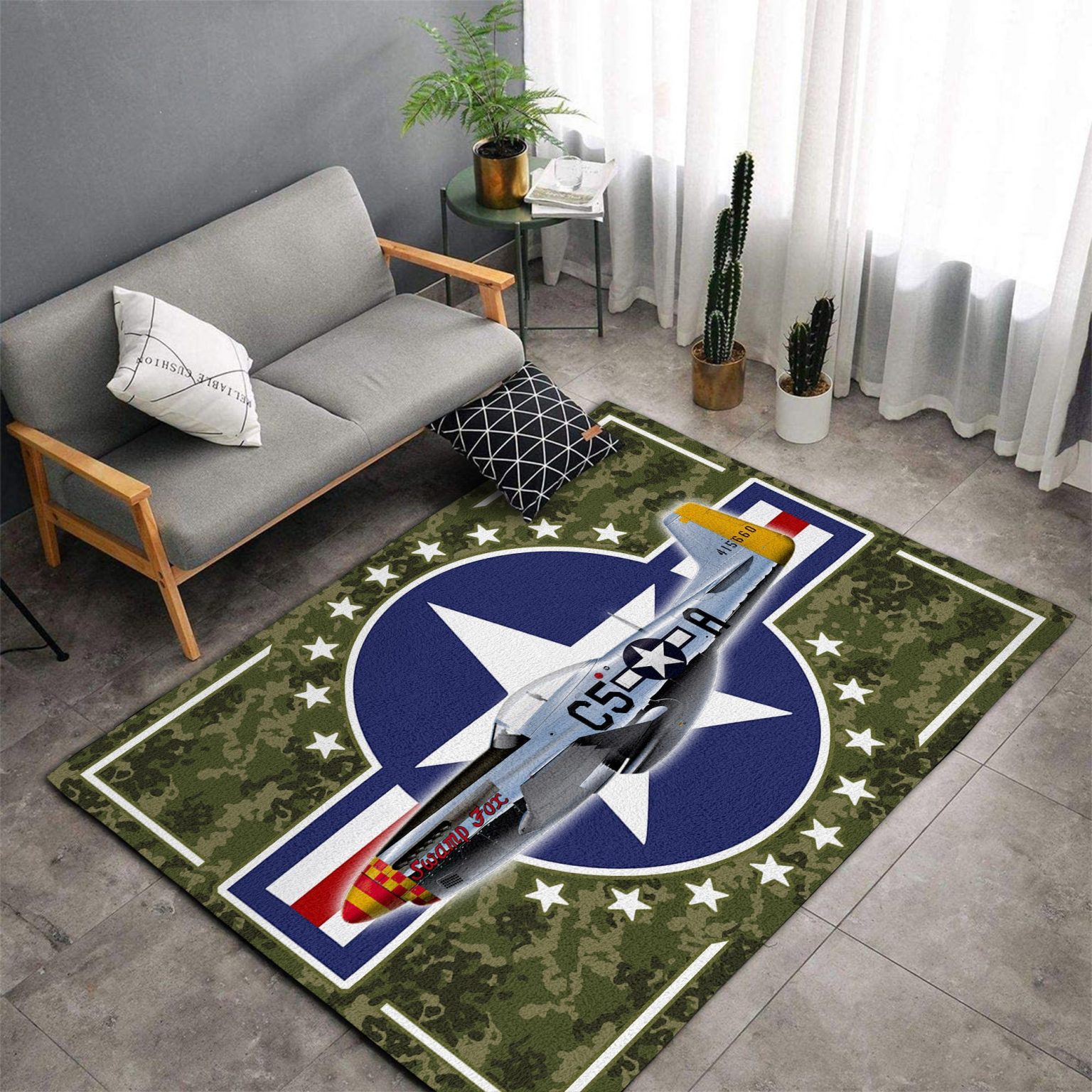 Airplane P-51 Mustang rug 06979 - Rustypod Store