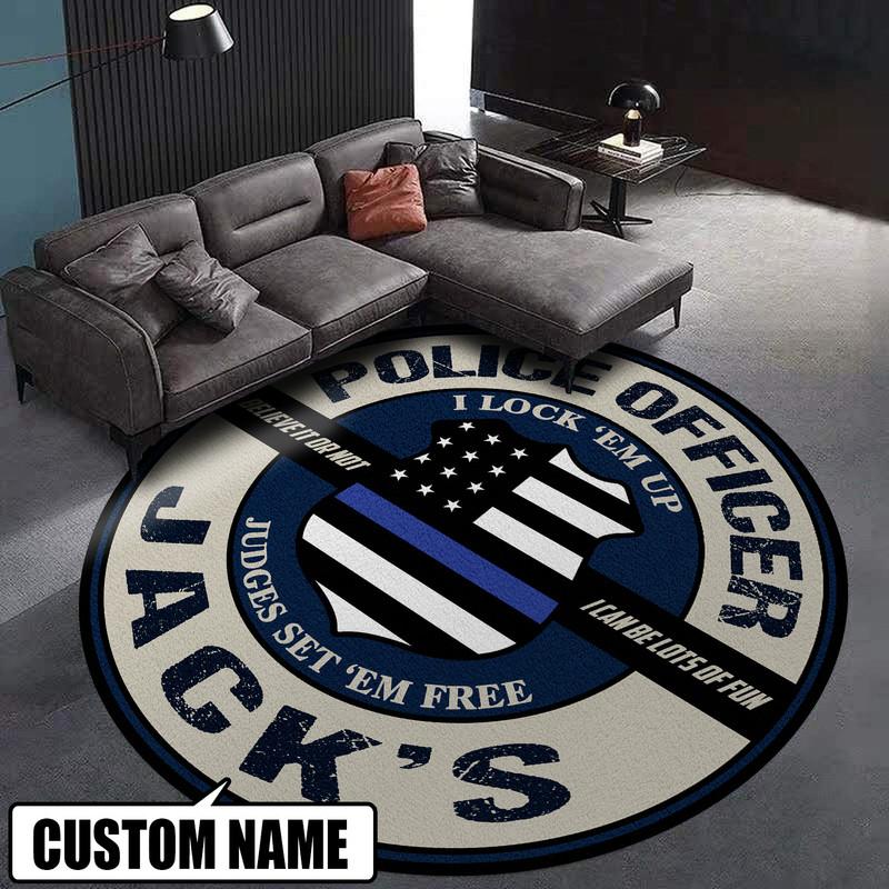 personalized police officer round mat 07004 - Rustypod Store
