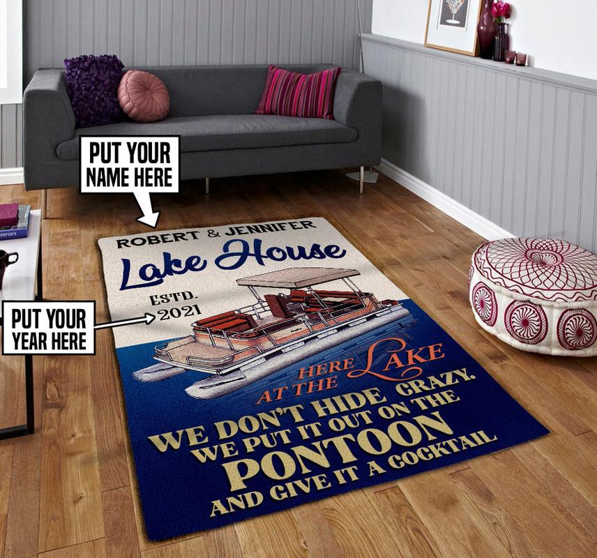 personalized lake house pontoon rug 07042 Rustypod Store
