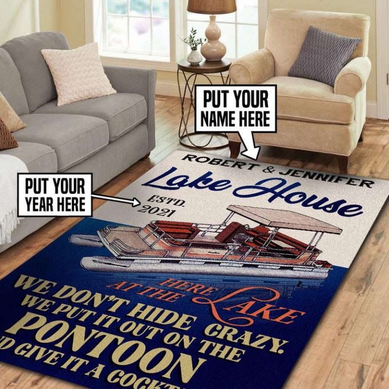 personalized lake house pontoon rug 07042 Rustypod Store