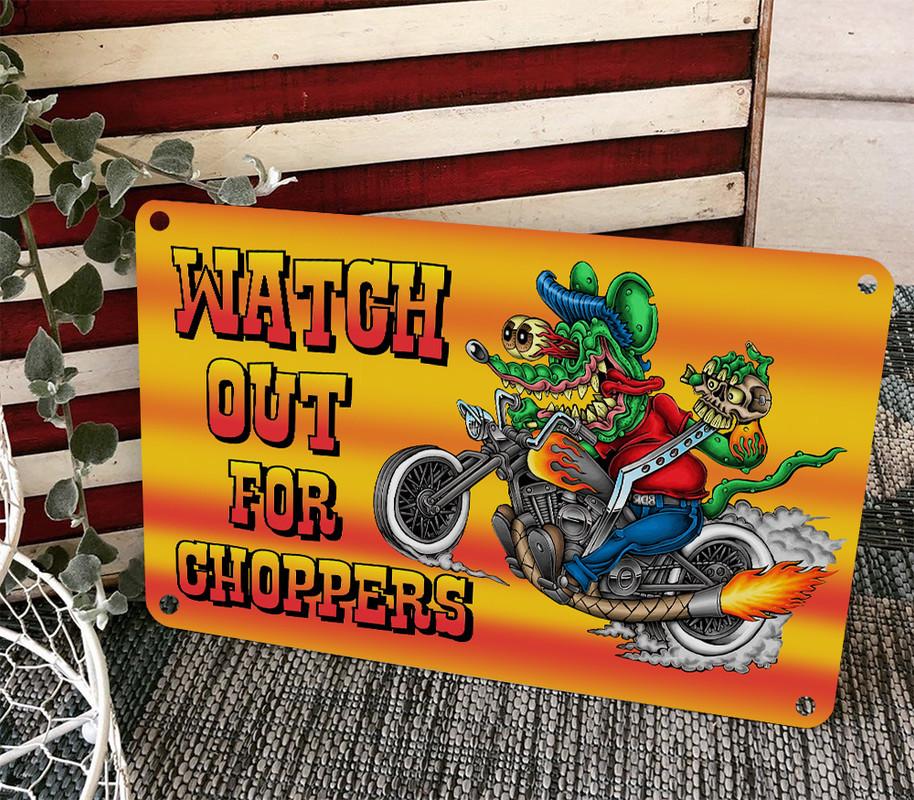 rat fink watch out for choppers Printed Metal Sign 07867 - Rustypod Store
