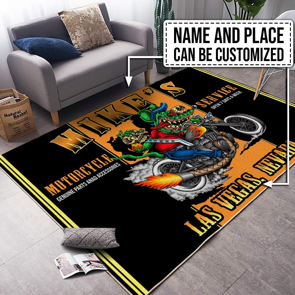 Personalized motorcycle and service rug 07979 - Rustypod Store