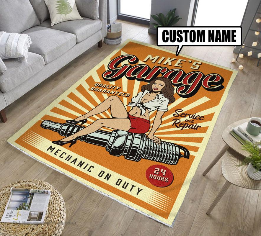 personalized garage rug 07982 Rustypod Store