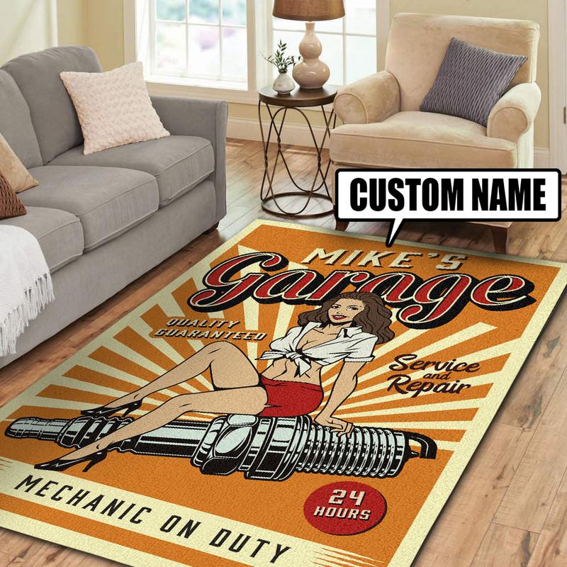 personalized garage rug 07982 Rustypod Store