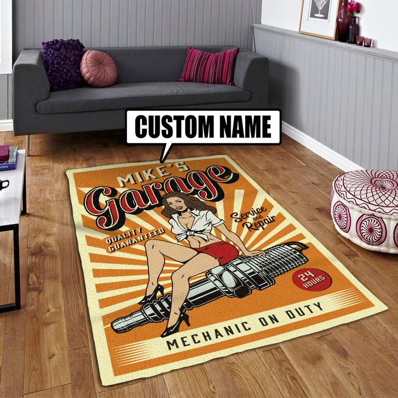 personalized garage rug 07982 Rustypod Store