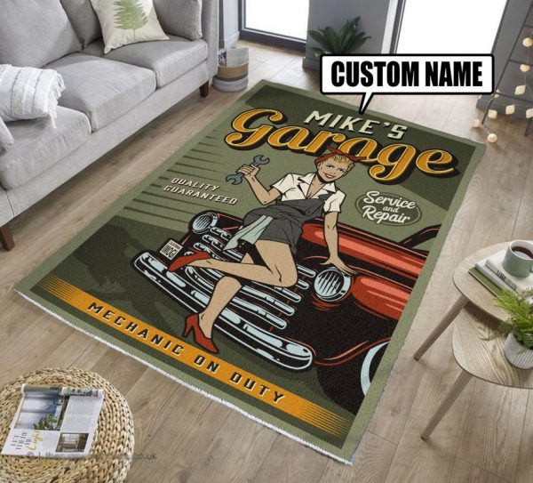 personalized garage rug 07983 Rustypod Store