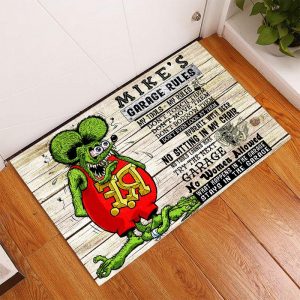 Personalized Mr Gasser Rat Fink Garage Rug - Dingeas