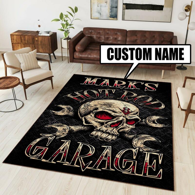 personalized hot rod garage rug 08013 - Rustypod Store