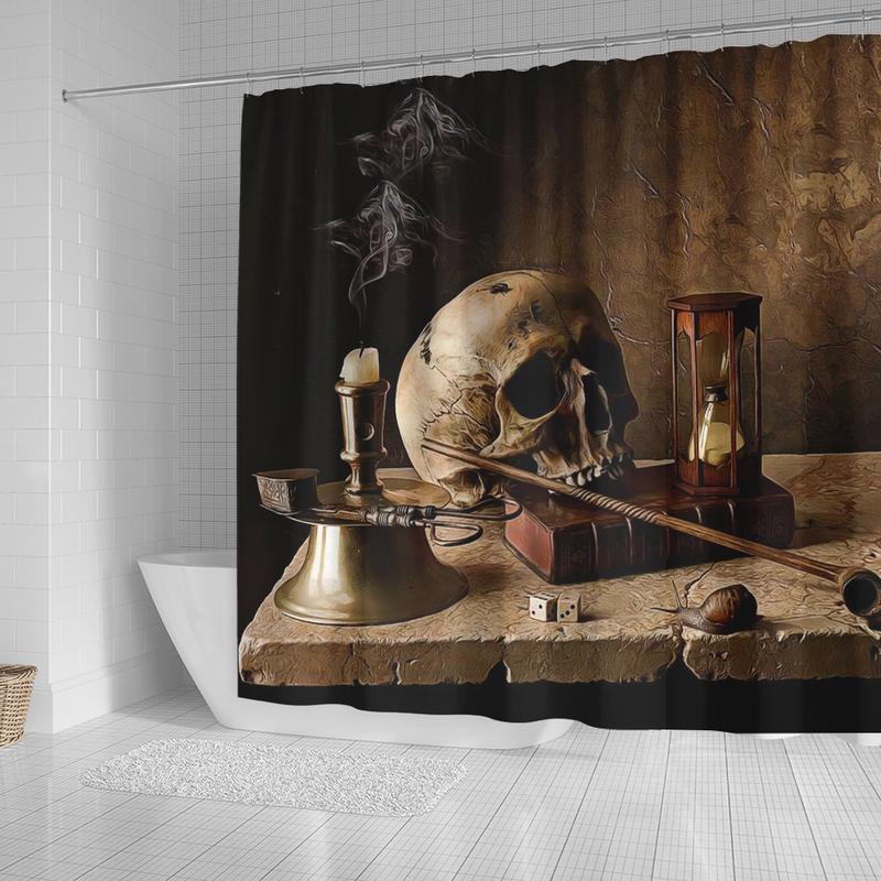Skull Shower Curtain Rustypod, Skull Shower Curtain And Accessories