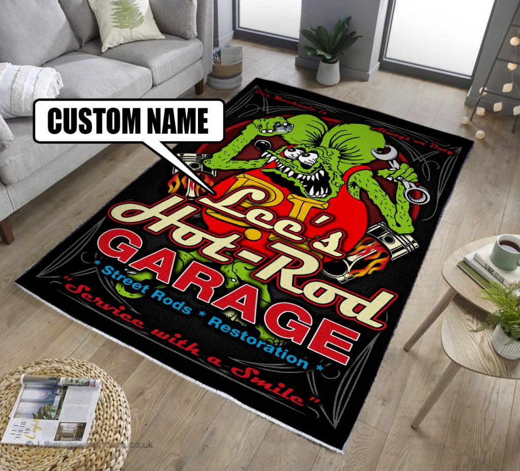 Personalized Rat Fink Hot Rod Garage Welcome Door Mat Heaven Rug Christmas  Gift