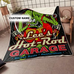 Personalized Hot Rod Garage Rug Rat Fink Rug for Garage - Bluefink