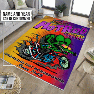 personalized hot rod garage rug 08013 - Rustypod Store