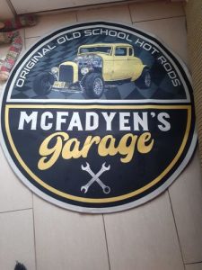 personalize hot rod garage round mat 05260 photo review