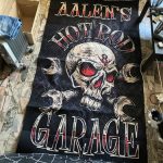 personalized hot rod garage rug 08013