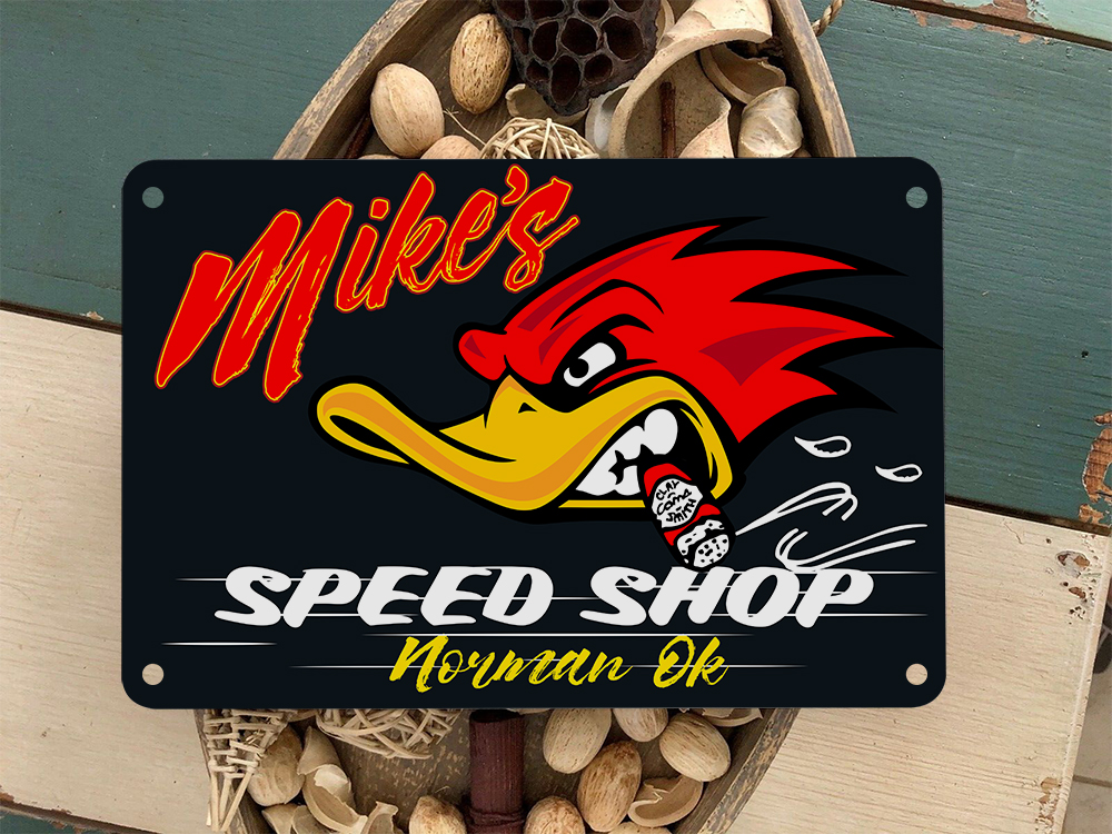 Personalized Hot Rod Garage Speed Shop Area Rug - Bluefink