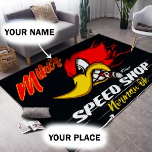 personalized hot rod garage rug 05372 - Rustypod Store