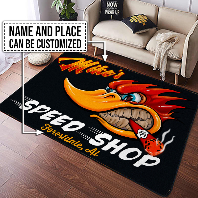 personalized hot rod garage rug 05372 - Rustypod Store