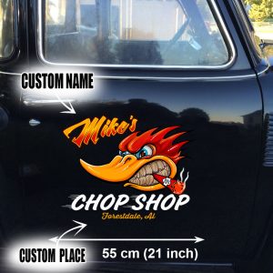 2 PCS personalized hot rod garage | speed shop vinyl stickers