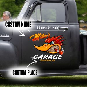 2 PCS personalized hot rod garage | speed shop vinyl stickers