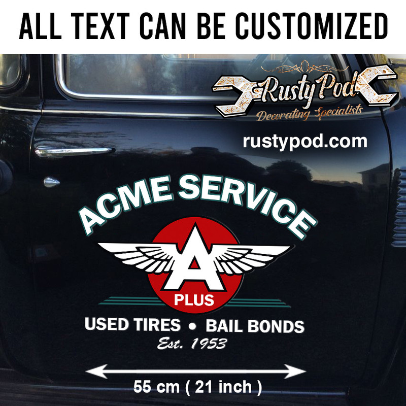 2 pcs personalized hot rod garage | acme service vinyl sticker 09985 ...