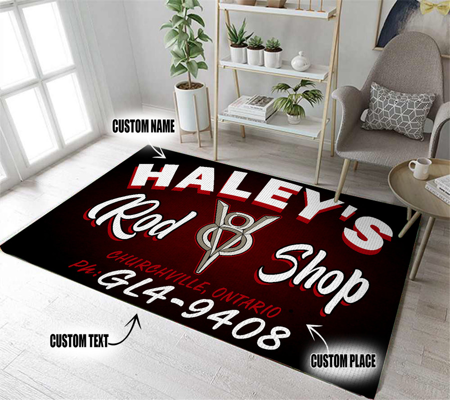 2 pcs personalized pinstripe | hot rod garage | V8 | rod shop rug 09741 ...