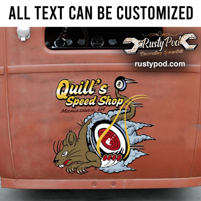 2 pcs personalized rat rod lettering vinyl sticker 10272 - Rustypod Store