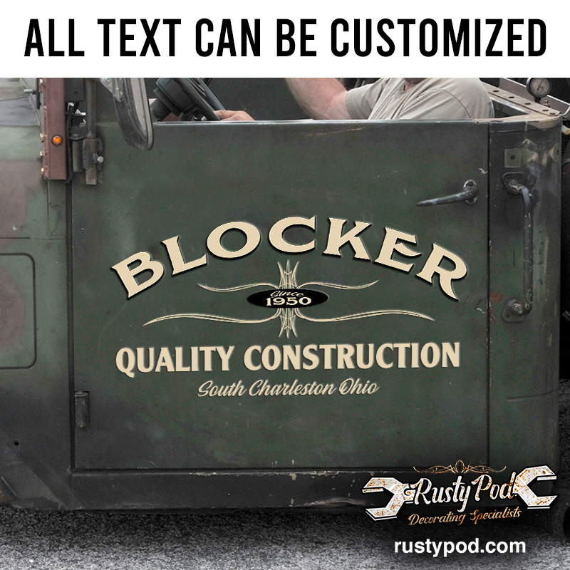 Personalized pinstriping truck lettering vinyl sticker 10307 Rustypod