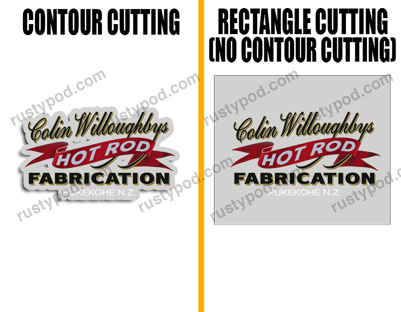 Personalized hot rod red ribbon lettering vinyl sticker 10325 ...