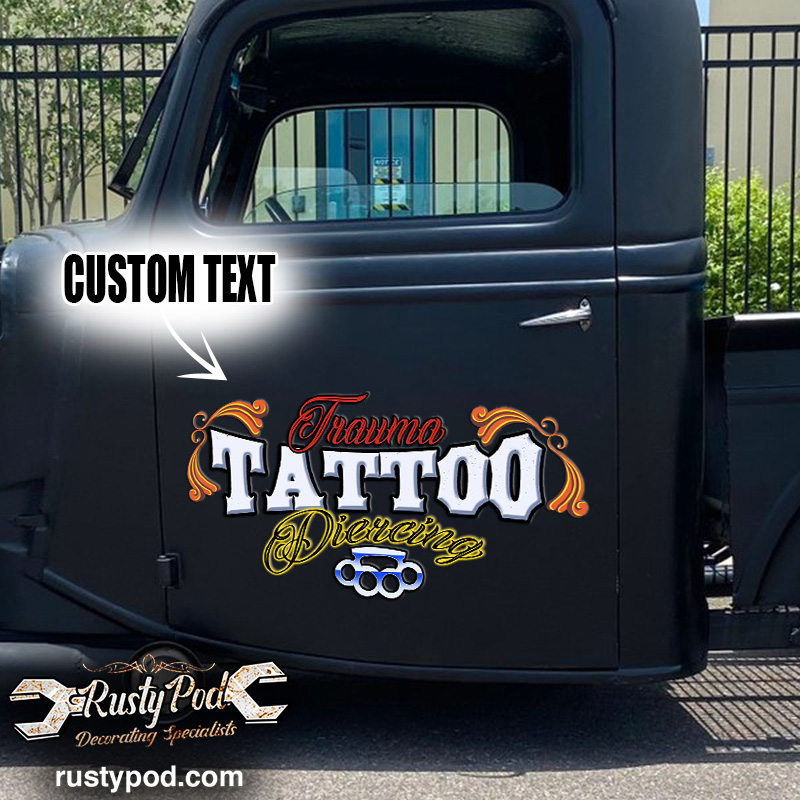 Personalized tattoo and piercing lettering vinyl sticker 10343 ...