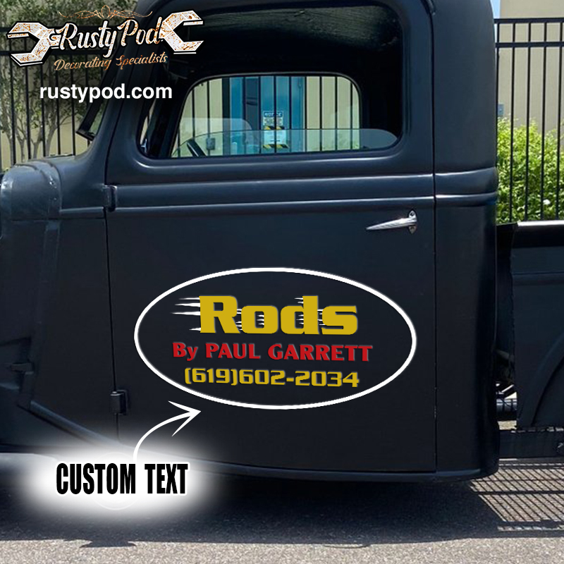 personalized hot rod lettering vinyl sticker 10404 - Rustypod Store