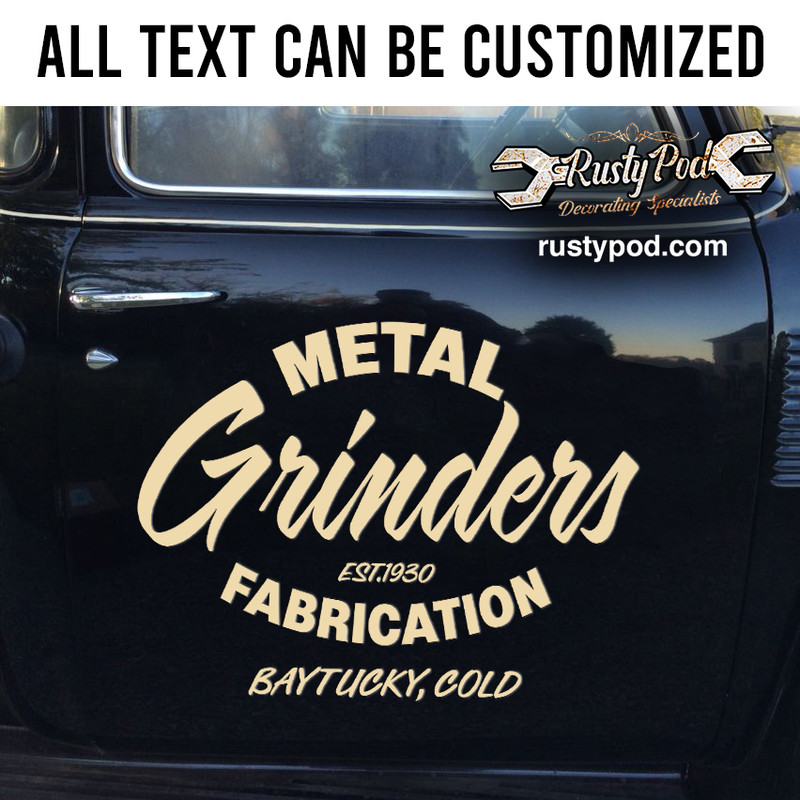 personalized metal fabrication lettering vinyl sticker 10420 - Rustypod ...