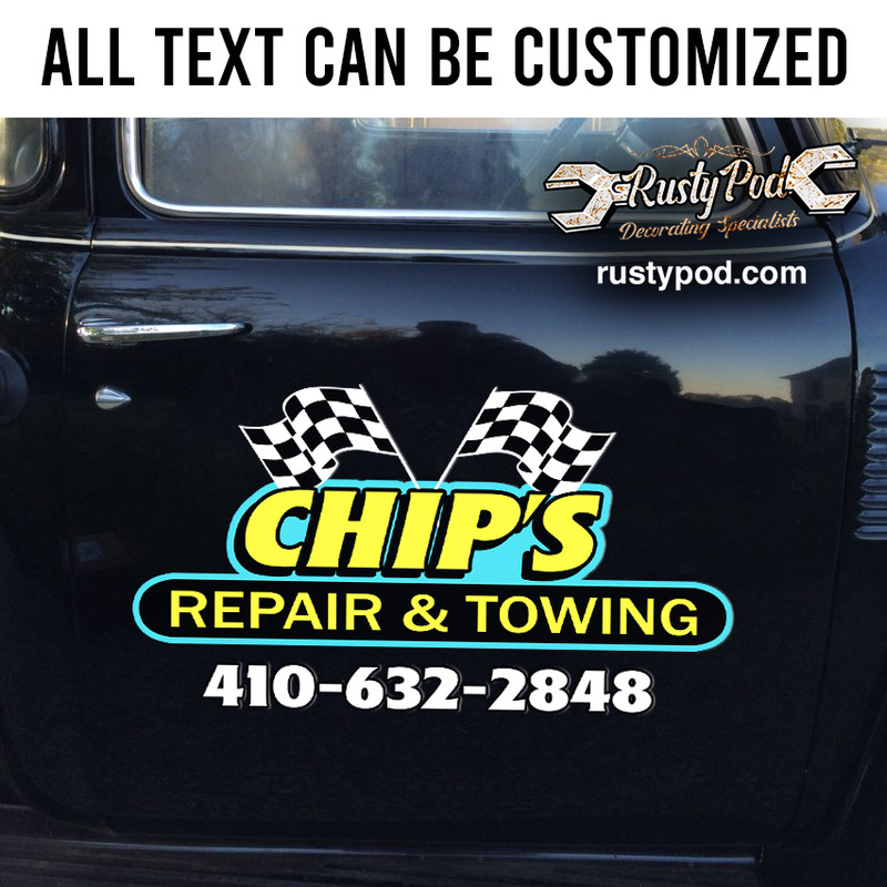 personalized checker flag lettering vinyl sticker 10448 - Rustypod Store