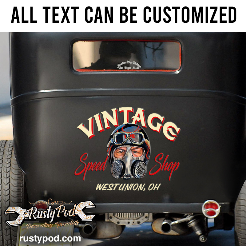 personalized hot rod lettering vinyl sticker 10452 - Rustypod Store