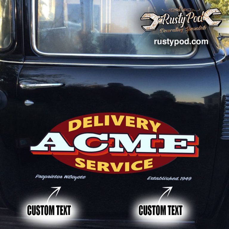 personalized acme delivery service vinyl sticker 10463 Rustypod Store