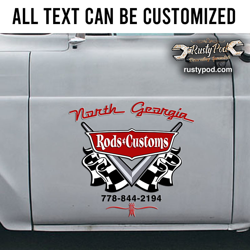 personalized rods and customs lettering vinyl sticker 10497 - Rustypod ...