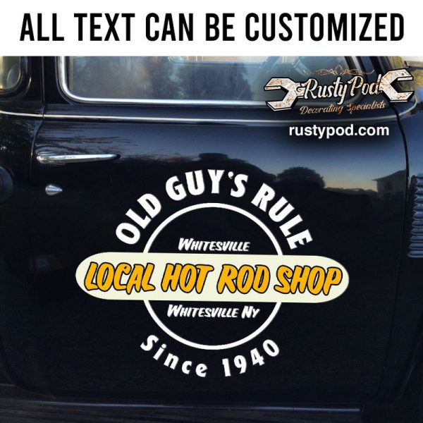 Personalized Hot Rod Shop Lettering Vinyl Sticker 10520 Rustypod Store 7376