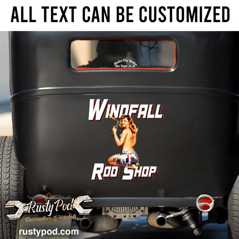 Personalized welding pinup girl lettering vinyl sticker 10819