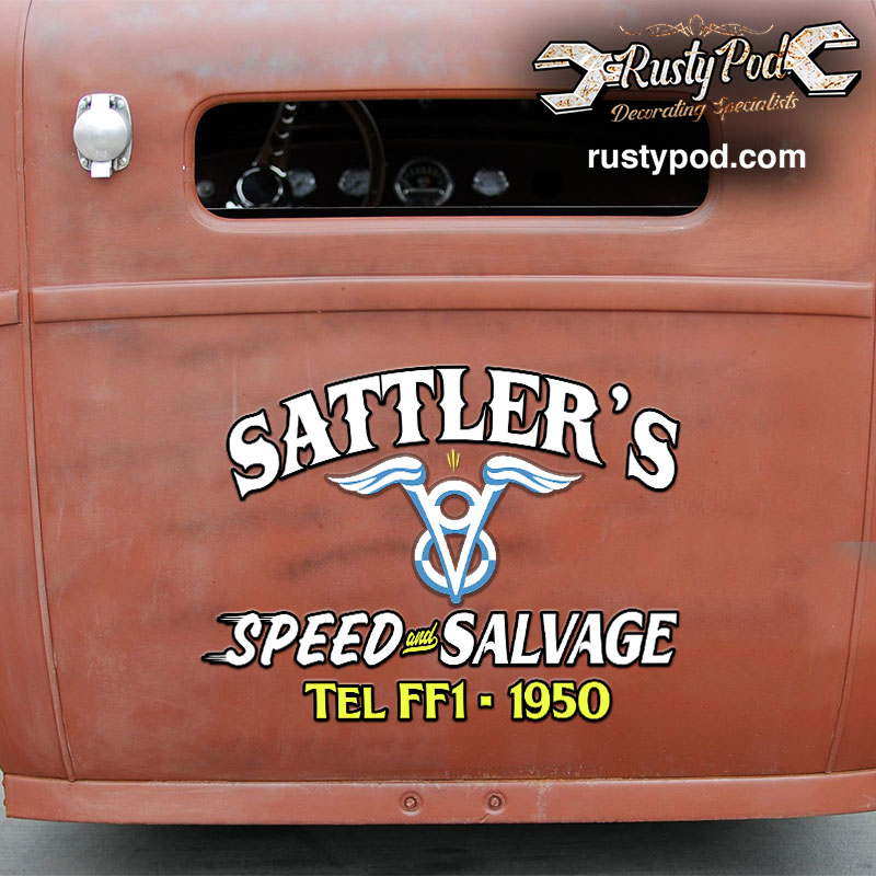 Personalized v8 speed and salvage sticker 10935 Rustypod Store